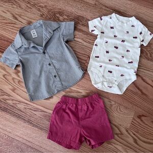 Carter’s Baby Boy Outfit Set with Shirt, Onesie, & Shorts in Size 12M